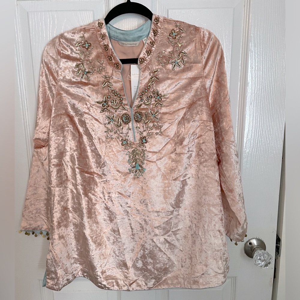 NWT Soft Surroundings Velvet Beaded Tunic